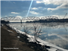 Grant Marsh Bridge crossing the Missouri River during winter season. 