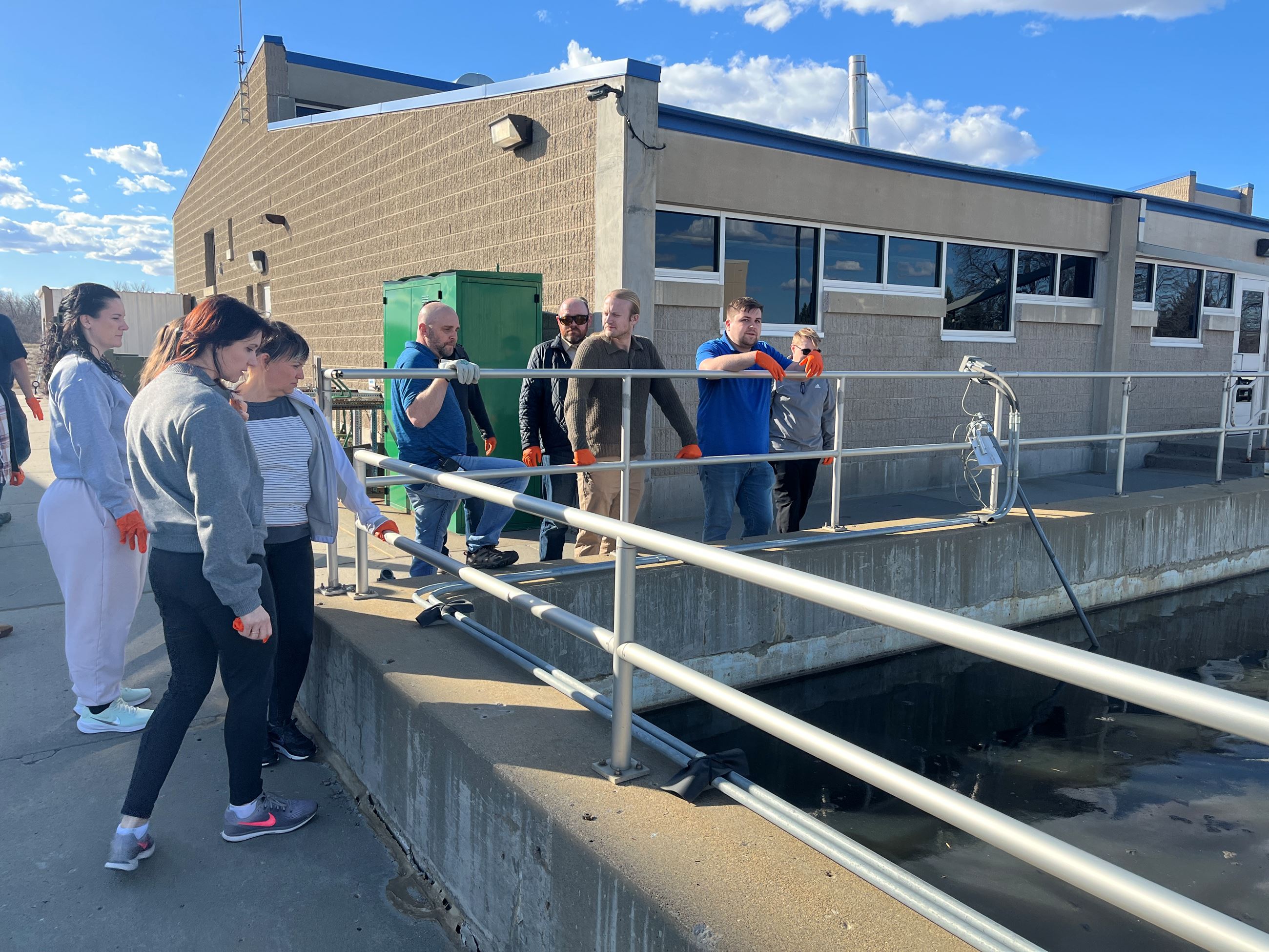 Citizen Academy attendees view final steps in treatment before water returns to the Missouri River.