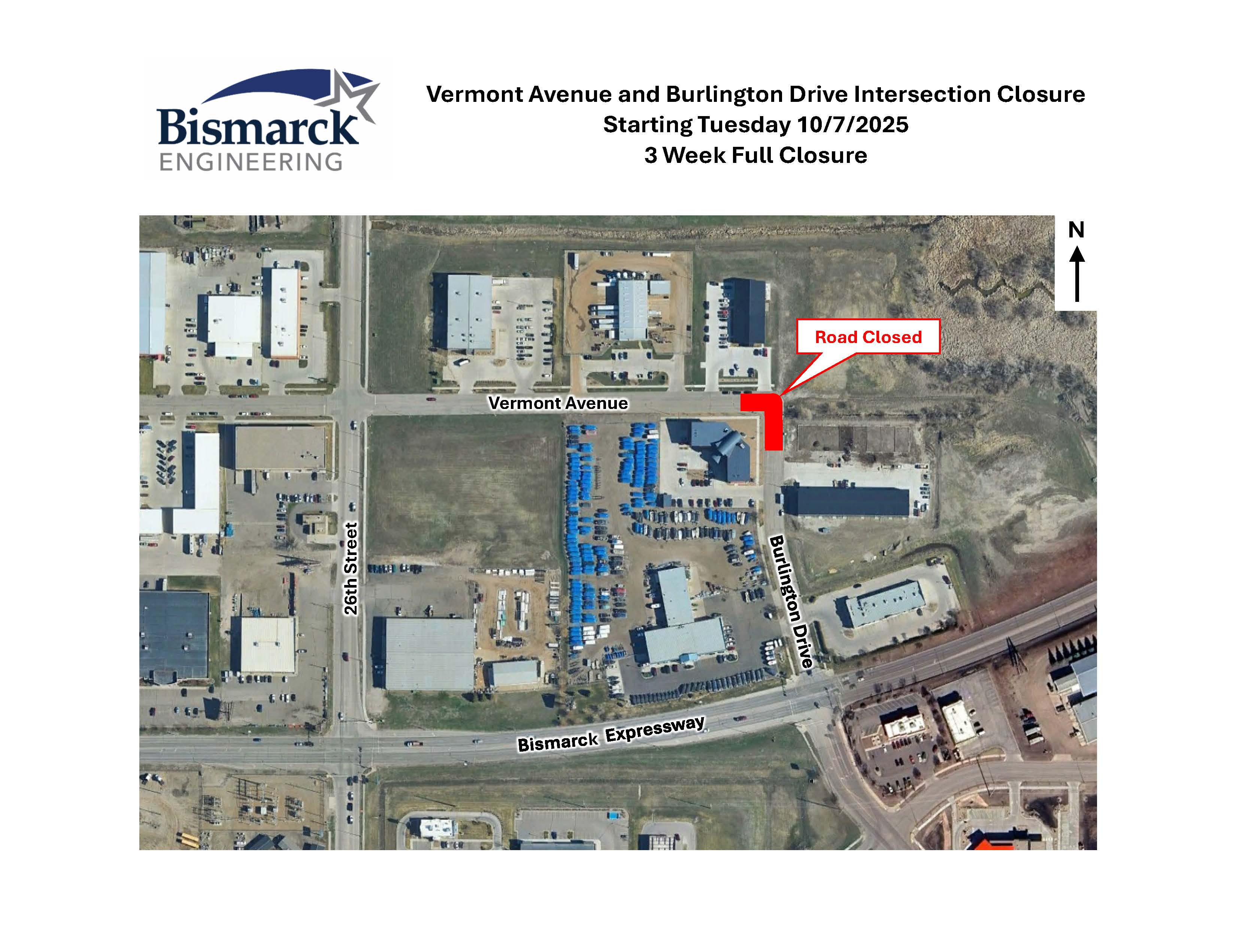 Vermont Avenue and Burlington Drive Intersection Closure map