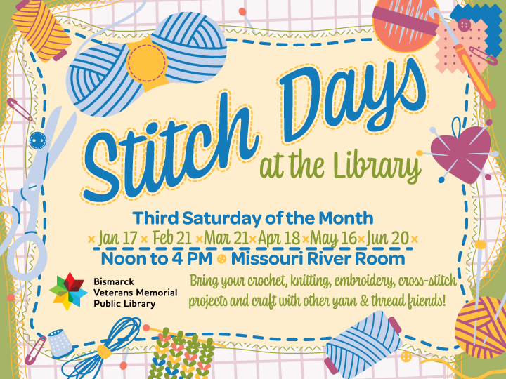 Stitch Days at the Library - January through June, 2026