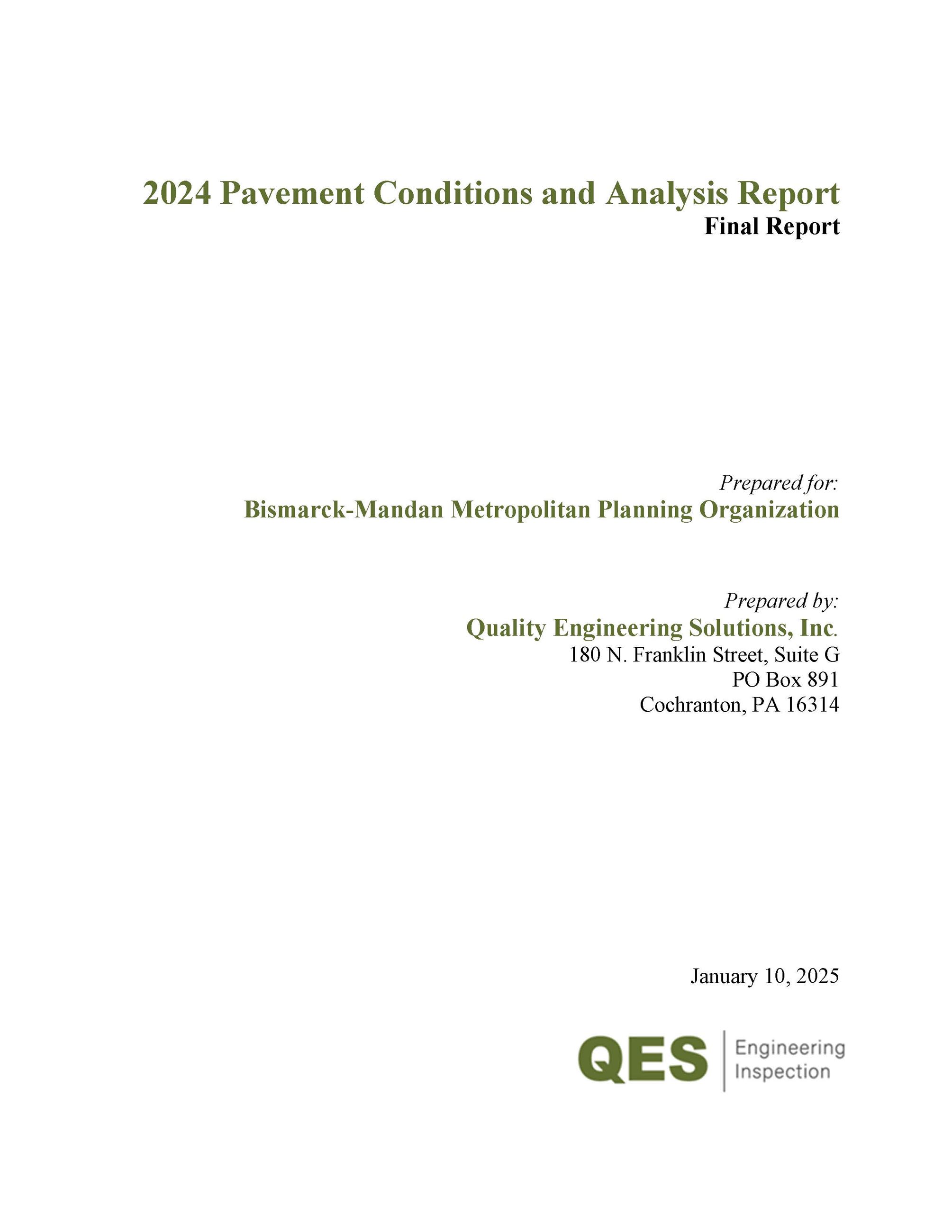 2024 MPO Pavement Management Project Final Report