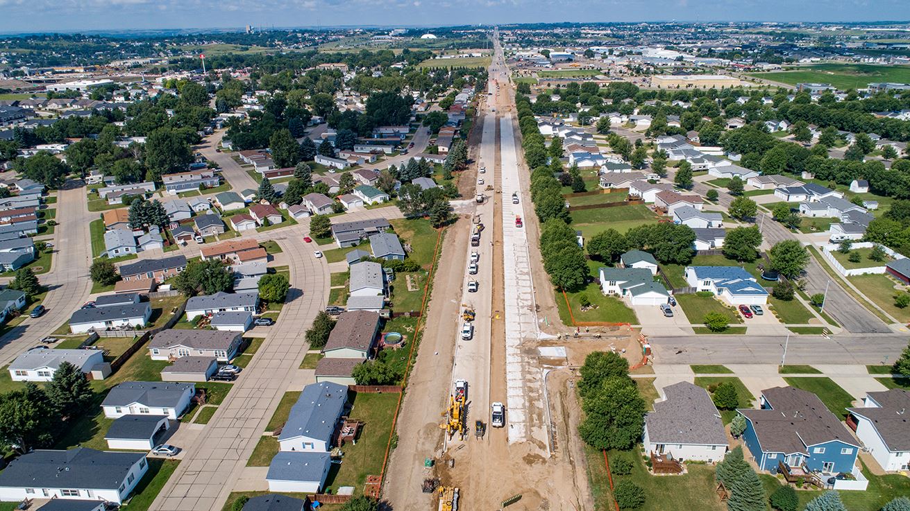 Drone photo of road reconstruction project